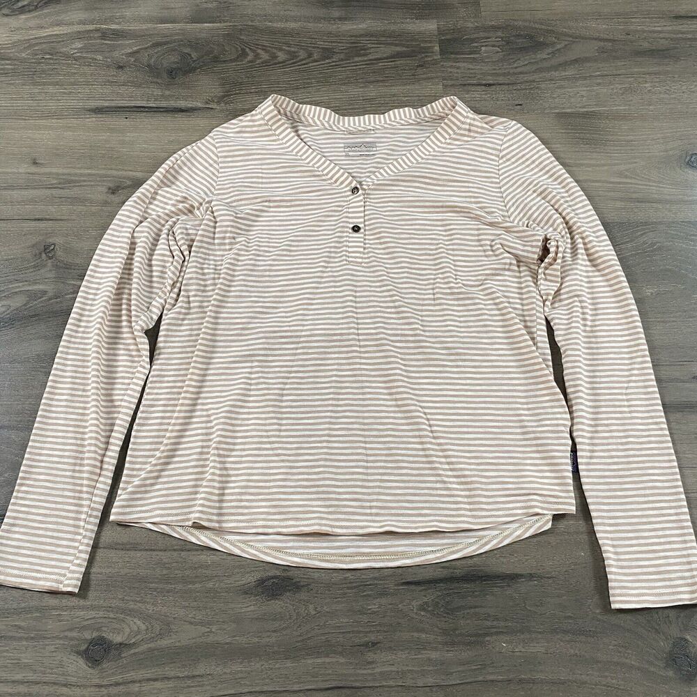 Patagonia Shirt Womens XL Striped Mainstay Henley Long Sleeve Outdoor Hiking EUC